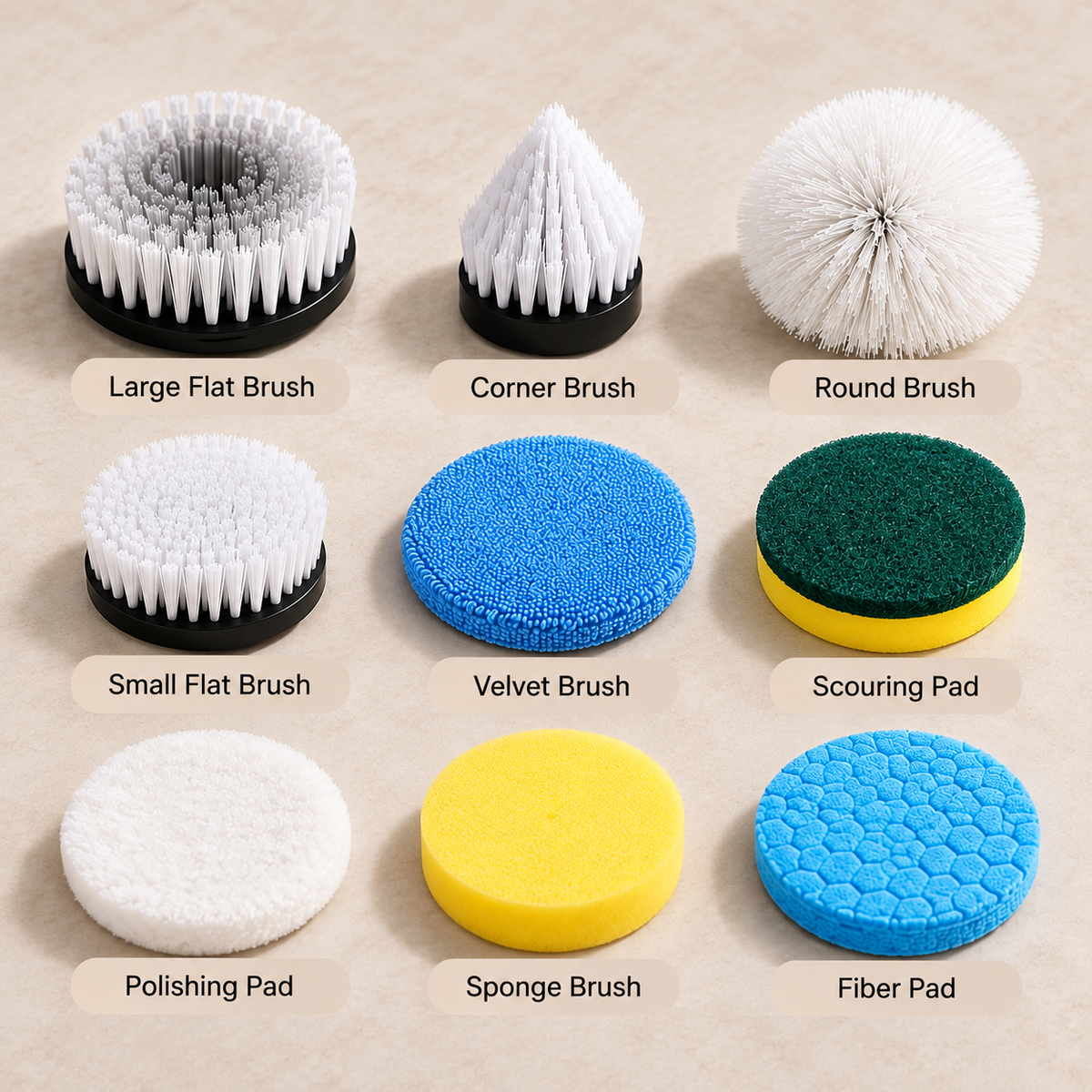 Electric Spin Scrubber- Ditch the Scrubbing! Long Handle Shower Scrubber with 9 Replaceable Heads - 2 Speed Cordless Brush Ensures Long Battery Life, Modern Design! (White)