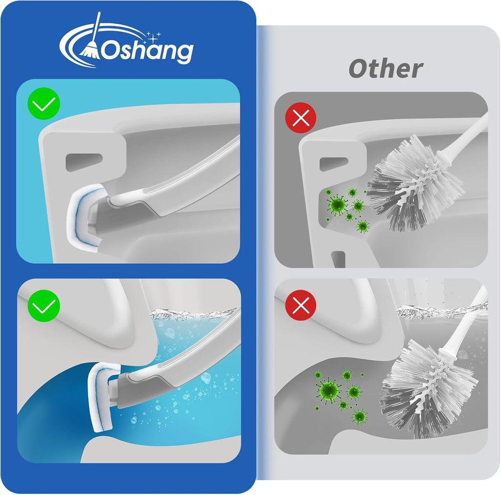 Disposable Toilet Brush with Holder & 14 Refills – Hygienic Toilet Cleaning System